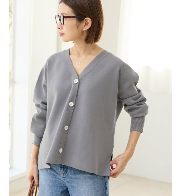 IENA「《追加予約》ファインコットンスムースVネックカーディガン」|カーディガン|