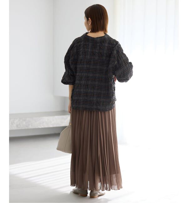 IENA「《追加予約》シャーリングチェックショートシャツ」|シャツ・ブラウス|