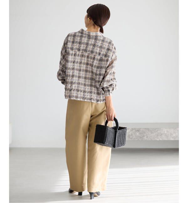 IENA「《追加予約》シャーリングチェックショートシャツ」|シャツ・ブラウス|