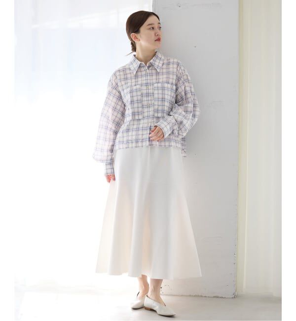 IENA「《追加予約》シャーリングチェックショートシャツ」|シャツ・ブラウス|