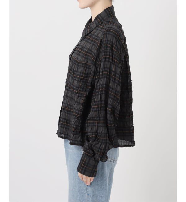 IENA「《追加予約》シャーリングチェックショートシャツ」|シャツ・ブラウス|