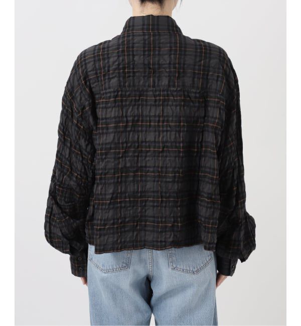 IENA「《追加予約》シャーリングチェックショートシャツ」|シャツ・ブラウス|