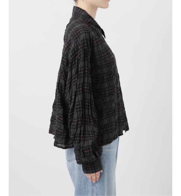 IENA「《追加予約》シャーリングチェックショートシャツ」|シャツ・ブラウス|