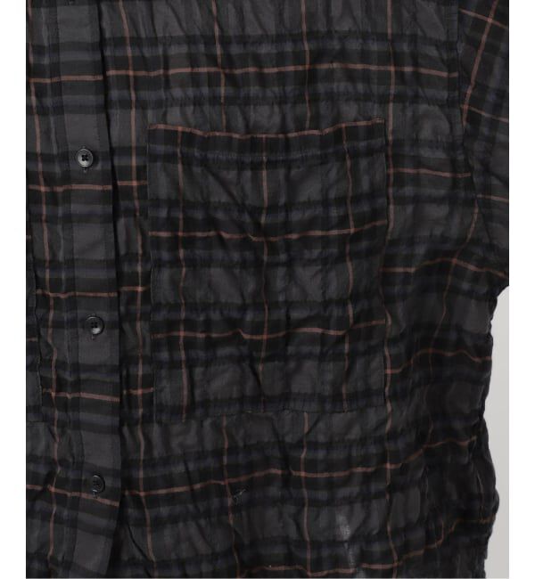 IENA「《追加予約》シャーリングチェックショートシャツ」|シャツ・ブラウス|