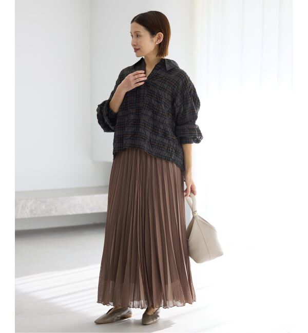 IENA「《追加予約》シャーリングチェックショートシャツ」|シャツ・ブラウス|