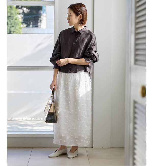 IENA「《予約》フラワージャガードタックスカート」|スカート|