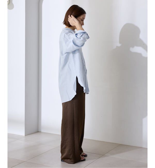 IENA「《一部カラーWEB限定/予約》ラミーリヨセルバンドカラーシャツ」|シャツ・ブラウス|