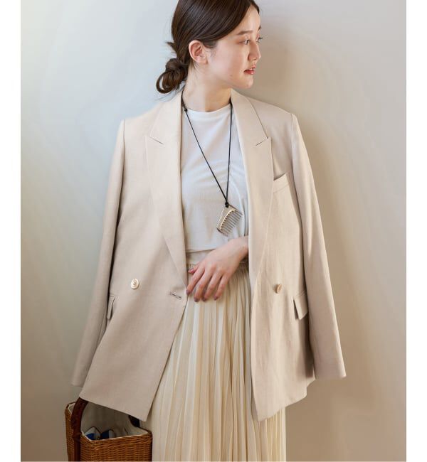 IENA「《予約》ウォッシャブル リネンミックス テーラードジャケット」|テーラードジャケット|ベージュ