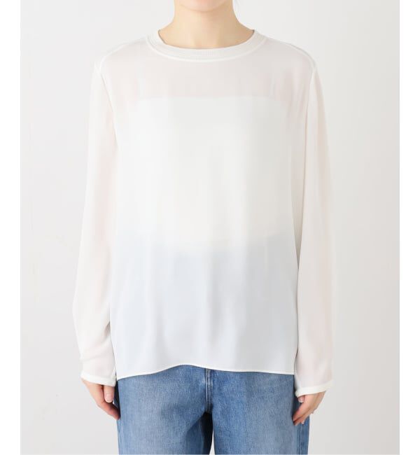 IENA「《追加》ジョーゼットリブネックブラウス」|シャツ・ブラウス|