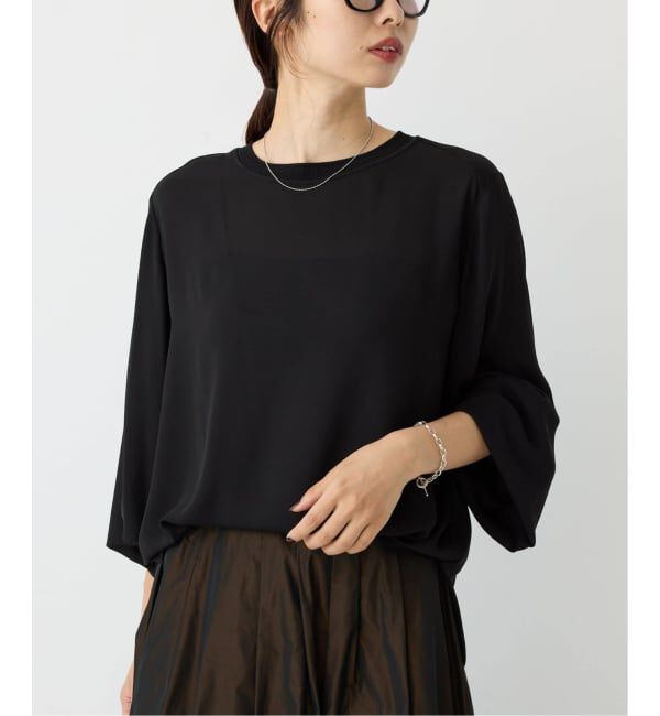 IENA「《追加》ジョーゼットリブネックブラウス」|シャツ・ブラウス|