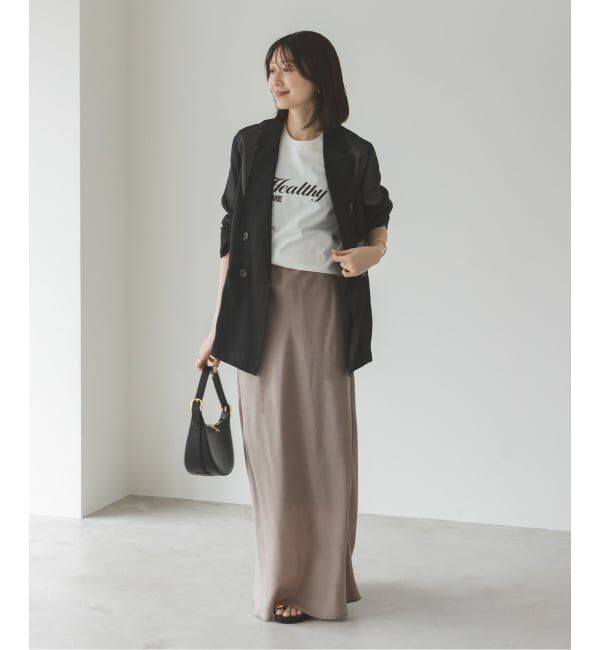 NOBLE「《追加》キュプラサテンナローAラインスカート」|スカート|