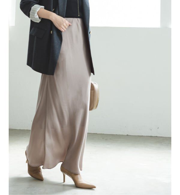 NOBLE「《追加》キュプラサテンナローAラインスカート」|スカート|