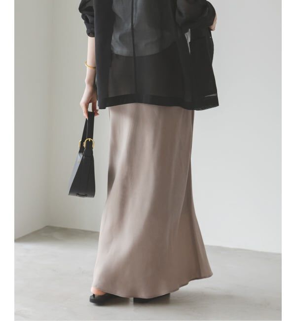 NOBLE「《追加》キュプラサテンナローAラインスカート」|スカート|