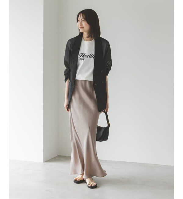 NOBLE「《追加》キュプラサテンナローAラインスカート」|スカート|