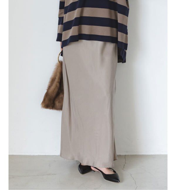 NOBLE「《追加》キュプラサテンナローAラインスカート」|スカート|