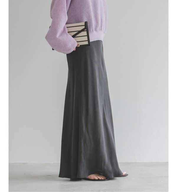 NOBLE「《追加》キュプラサテンナローAラインスカート」|スカート|