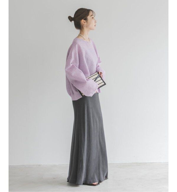 NOBLE「《追加》キュプラサテンナローAラインスカート」|スカート|