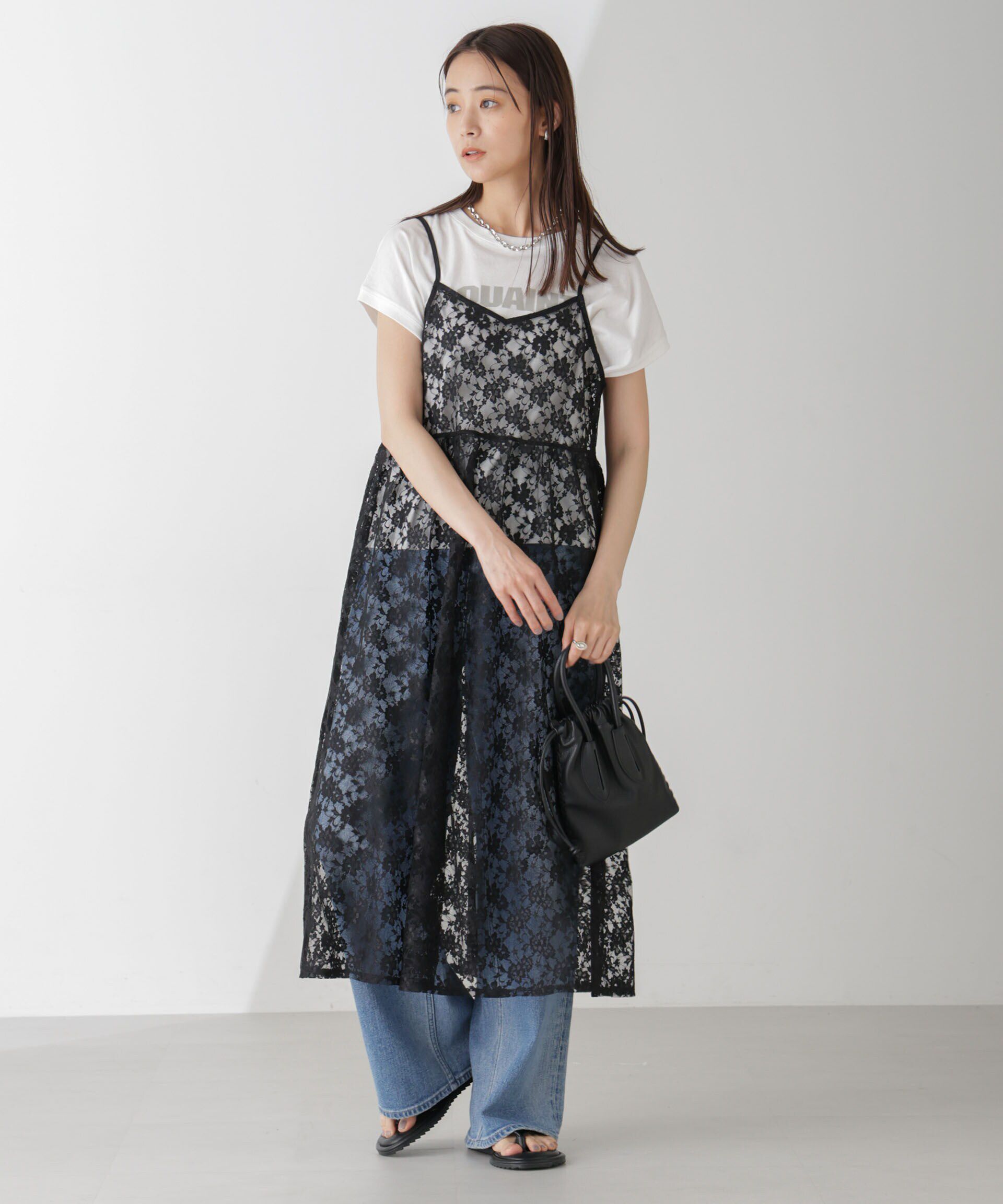 nano･universe「シアーレースキャミソールワンピース」|ワンピース|