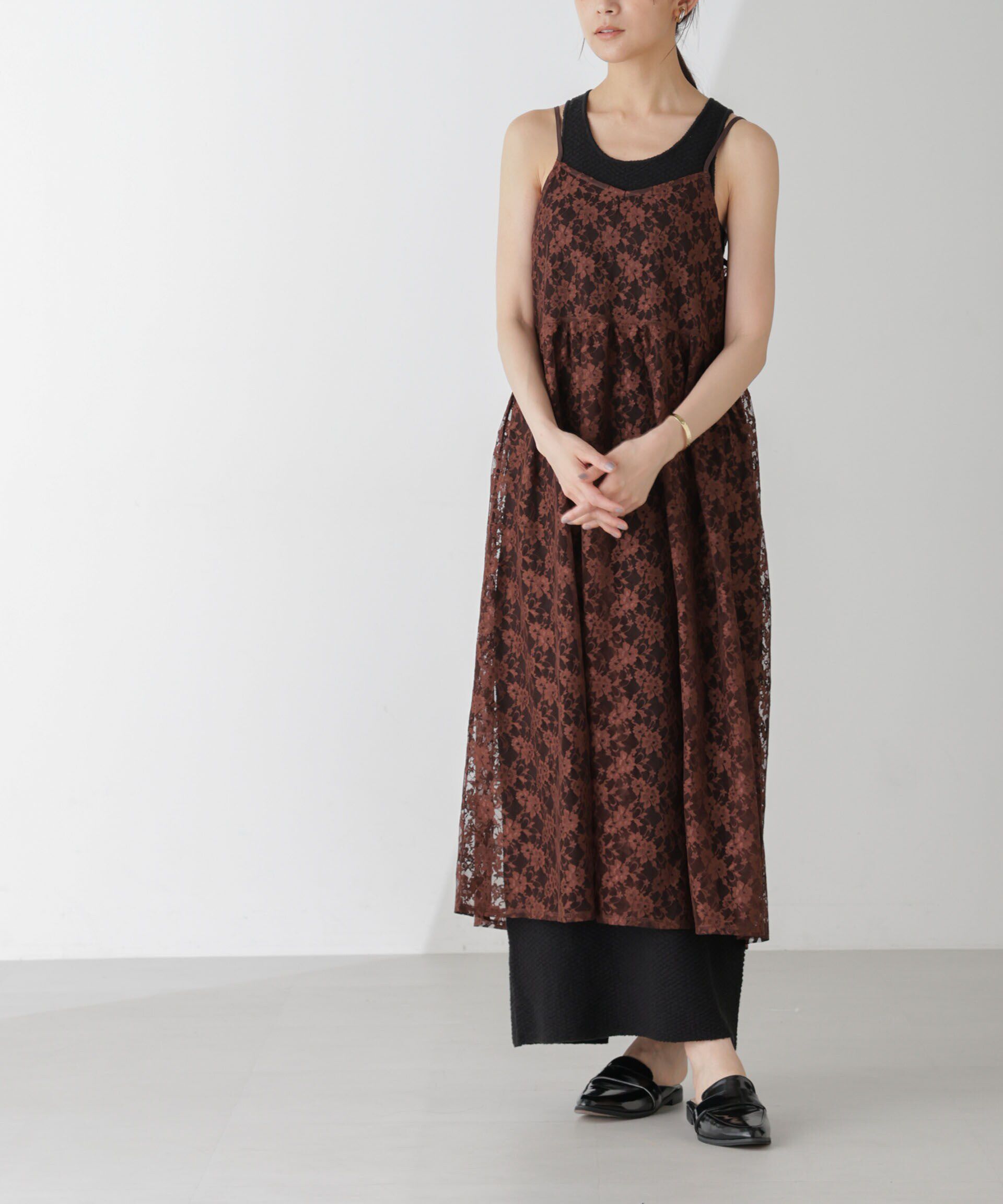 nano･universe「シアーレースキャミソールワンピース」|ワンピース|