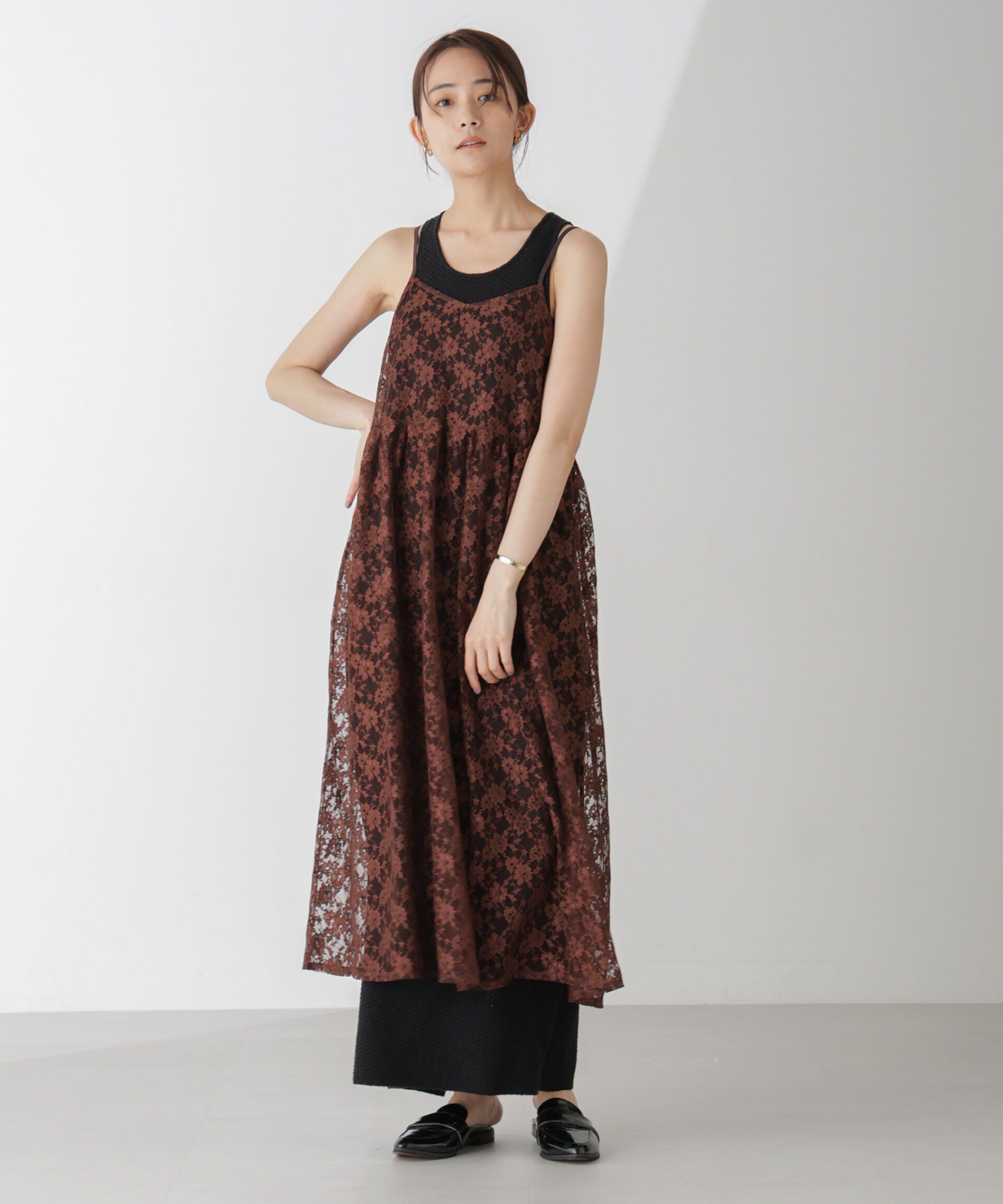 nano･universe「シアーレースキャミソールワンピース」|ワンピース|