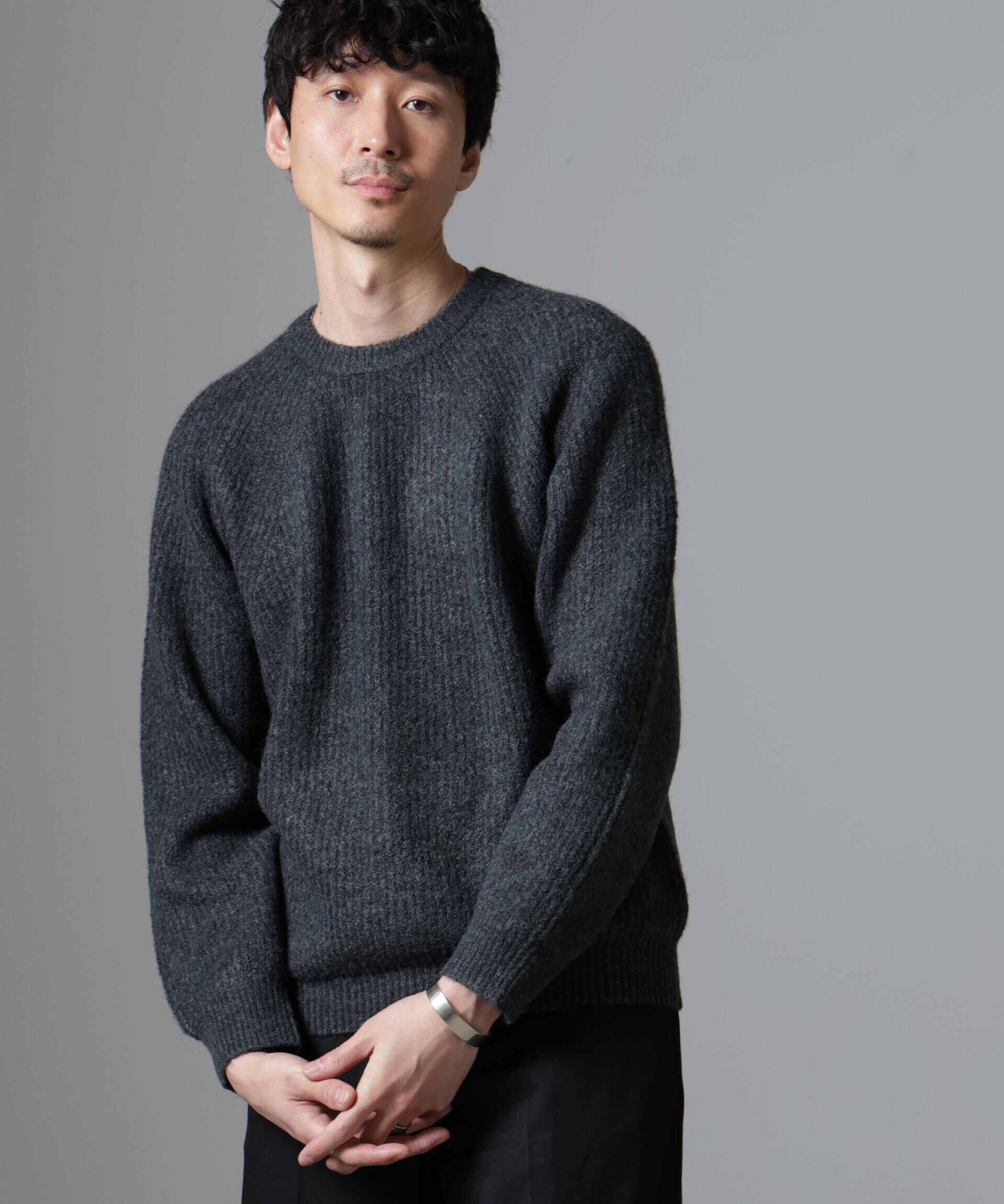 nano･universe「ウールミックスラグランニット」|ニット・セーター|チャコール3