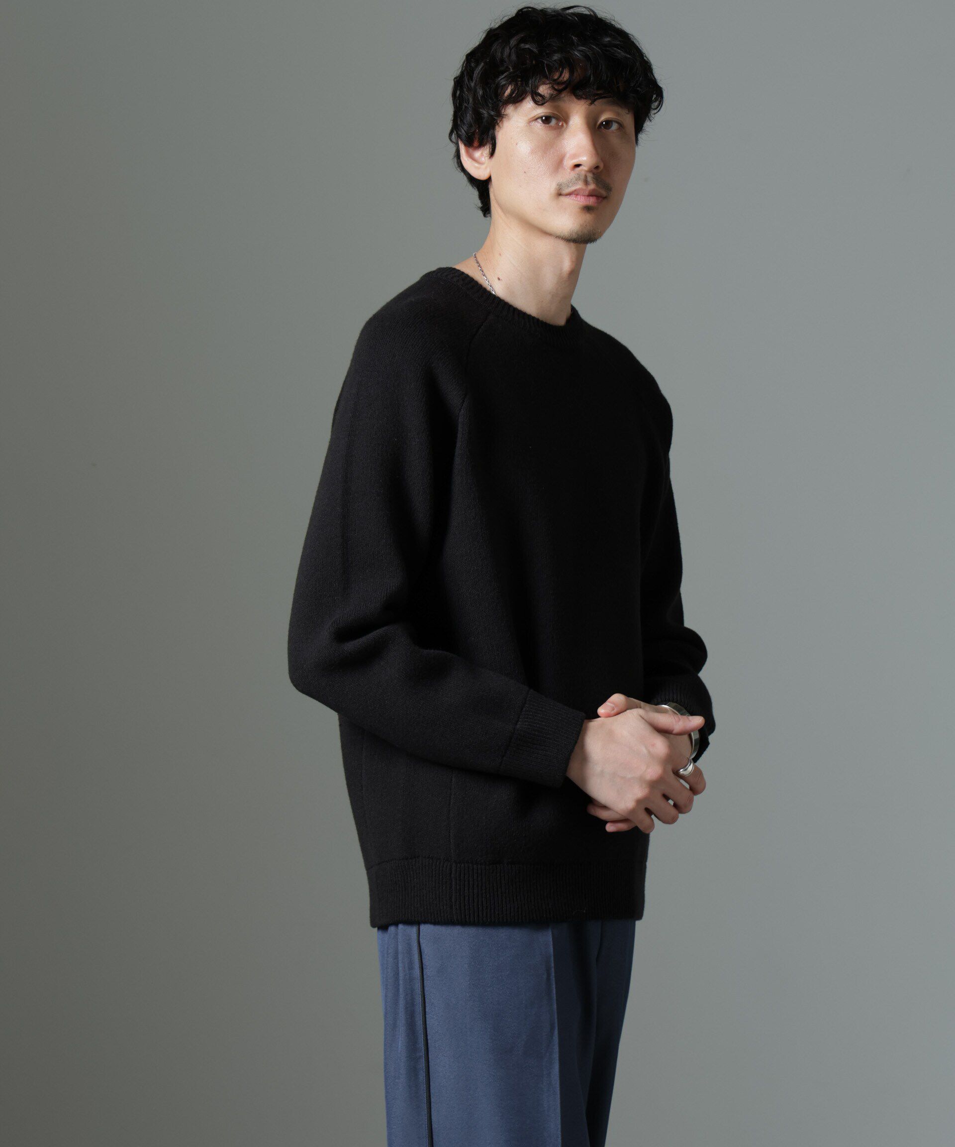 nano･universe「ウォッシャブル ダブルフェイスニット」|ニット・セーター|ブラック