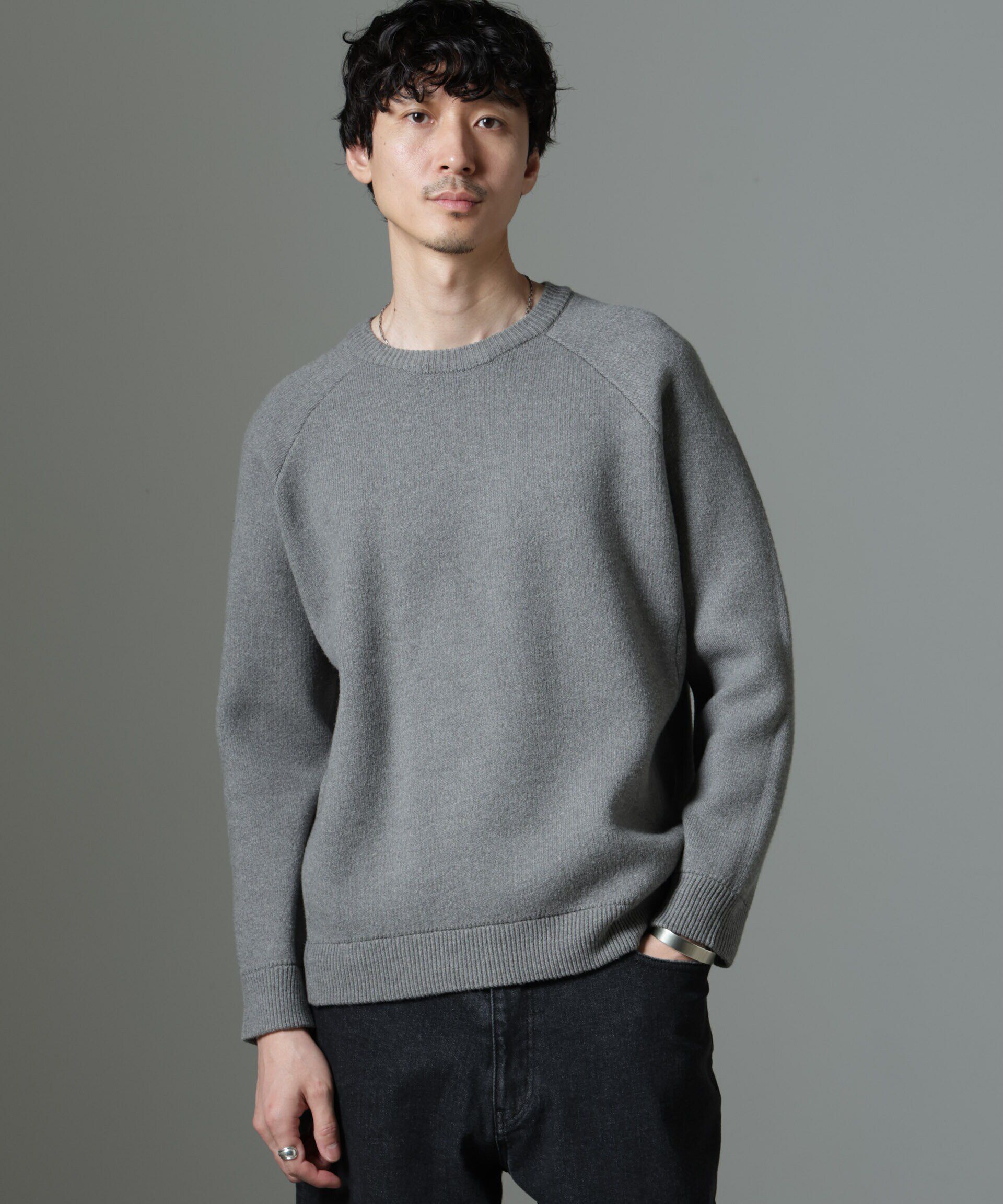 nano･universe「ウォッシャブル ダブルフェイスニット」|ニット・セーター|グレー