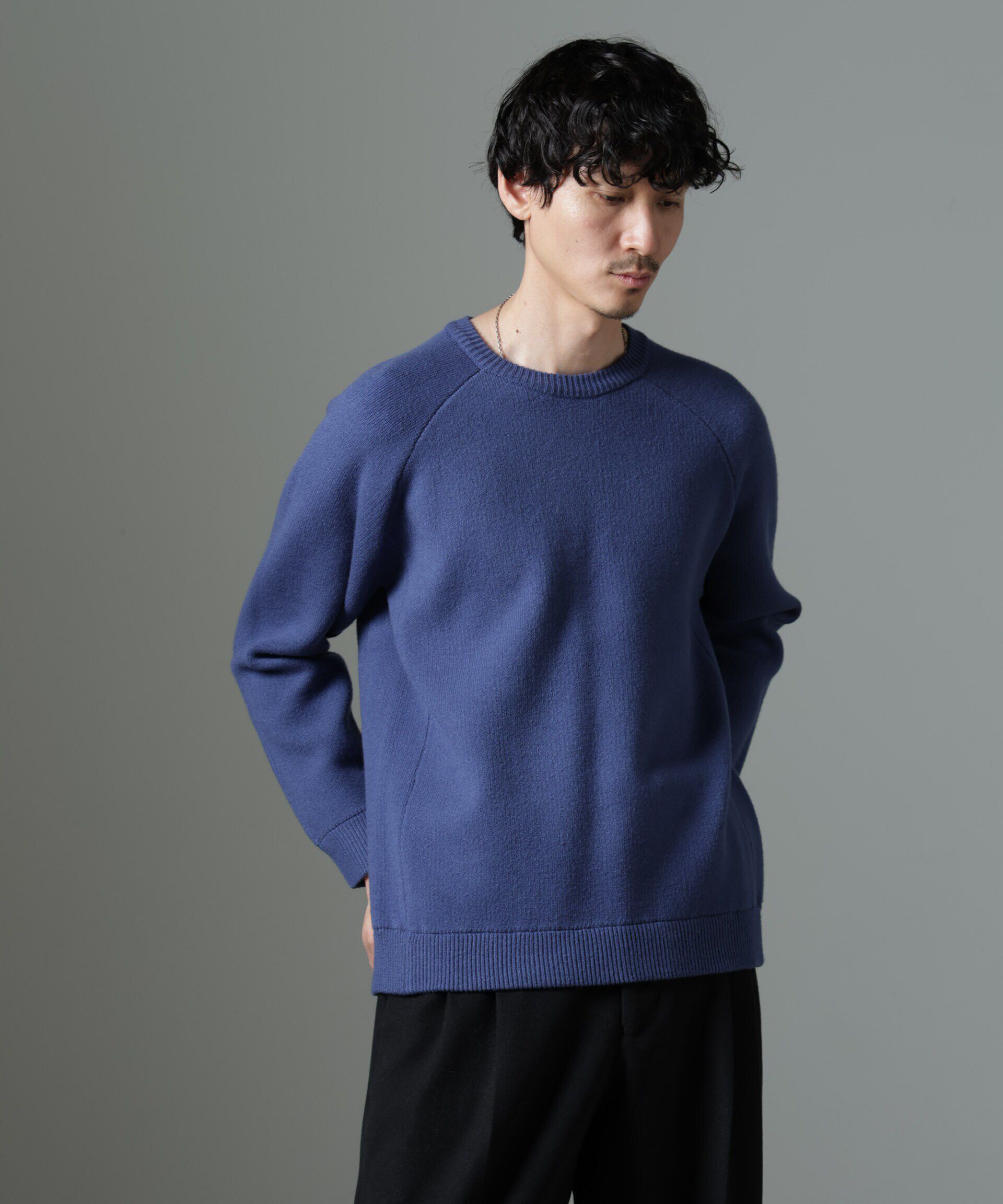 nano･universe「ウォッシャブル ダブルフェイスニット」|ニット・セーター|ブルー