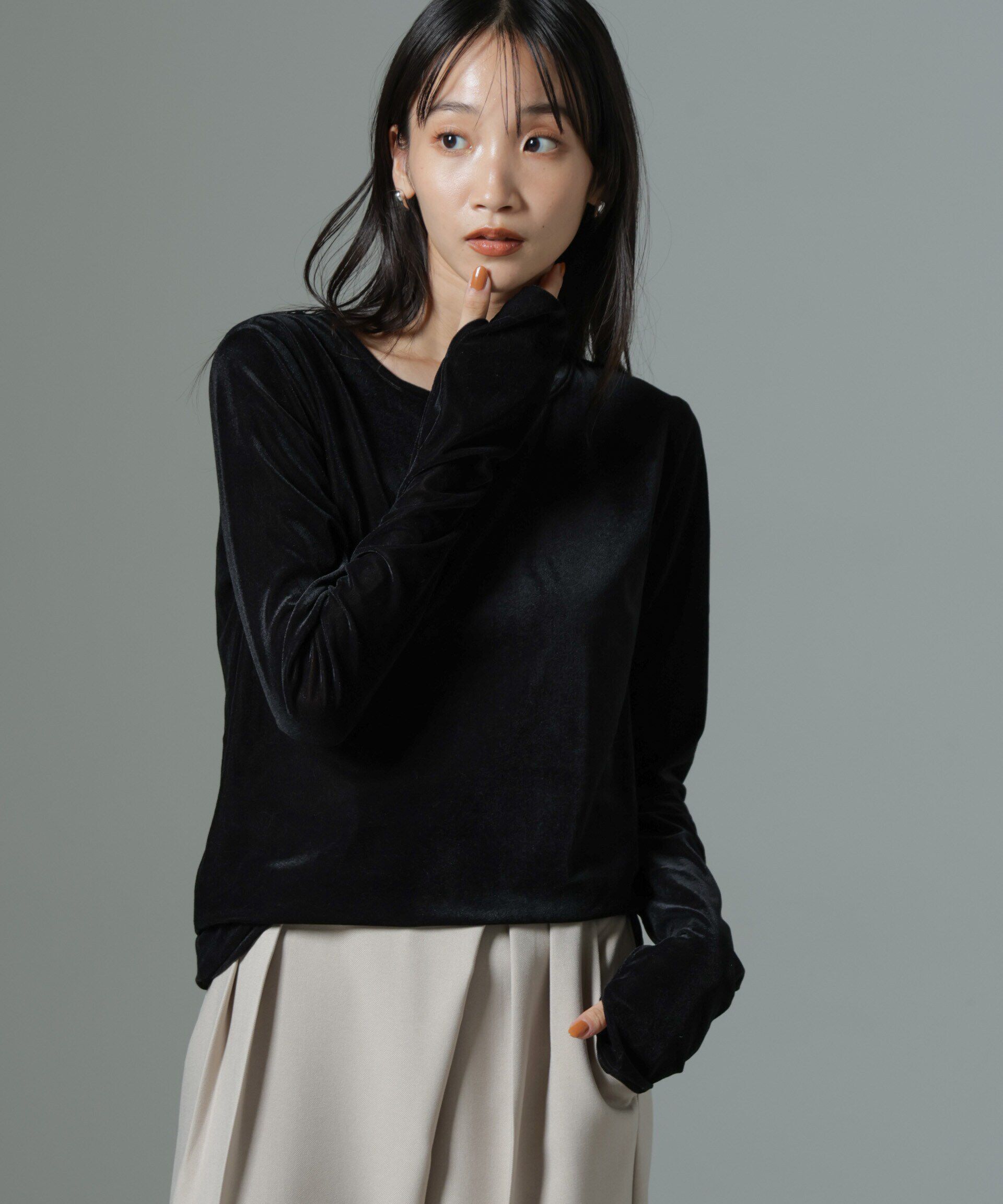 nano･universe「シアーベロアロングTシャツ」|Tシャツ・カットソー|