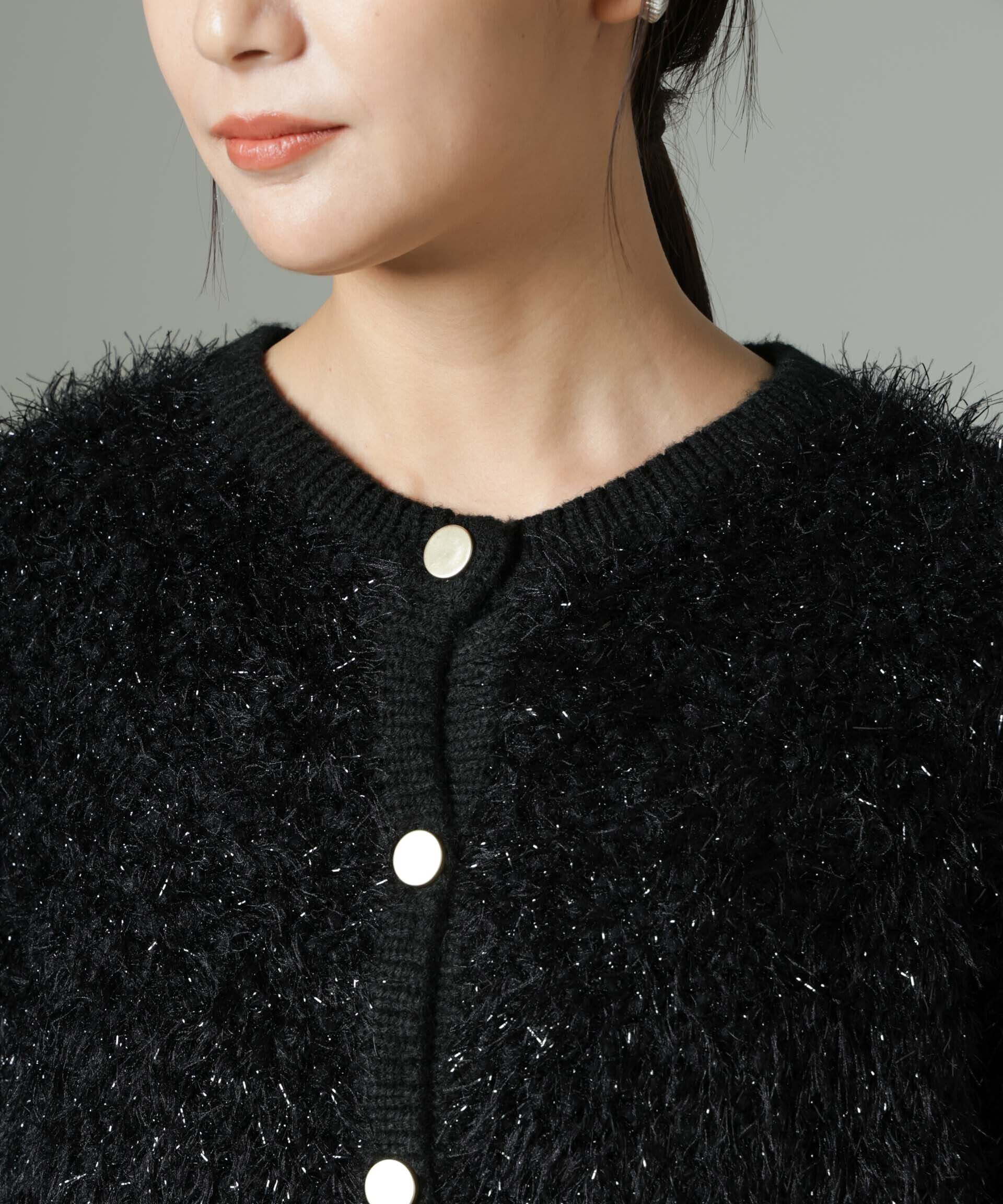 nano･universe「ラメシャギーニットジャケットカーディガン」|ニット・セーター|