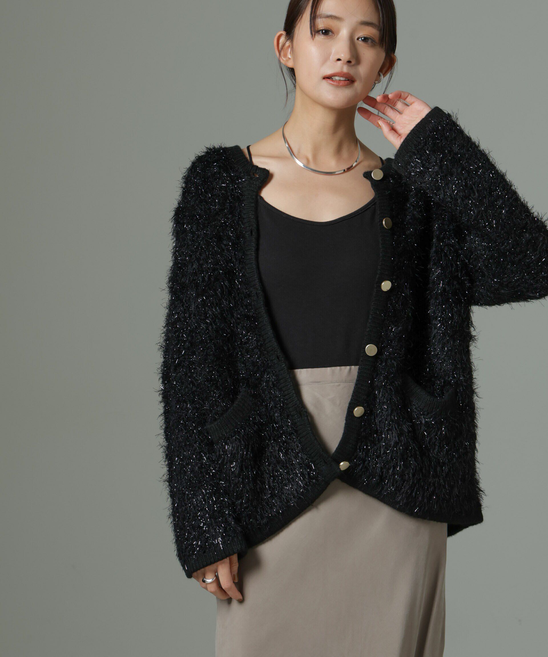 nano･universe「ラメシャギーニットジャケットカーディガン」|ニット・セーター|