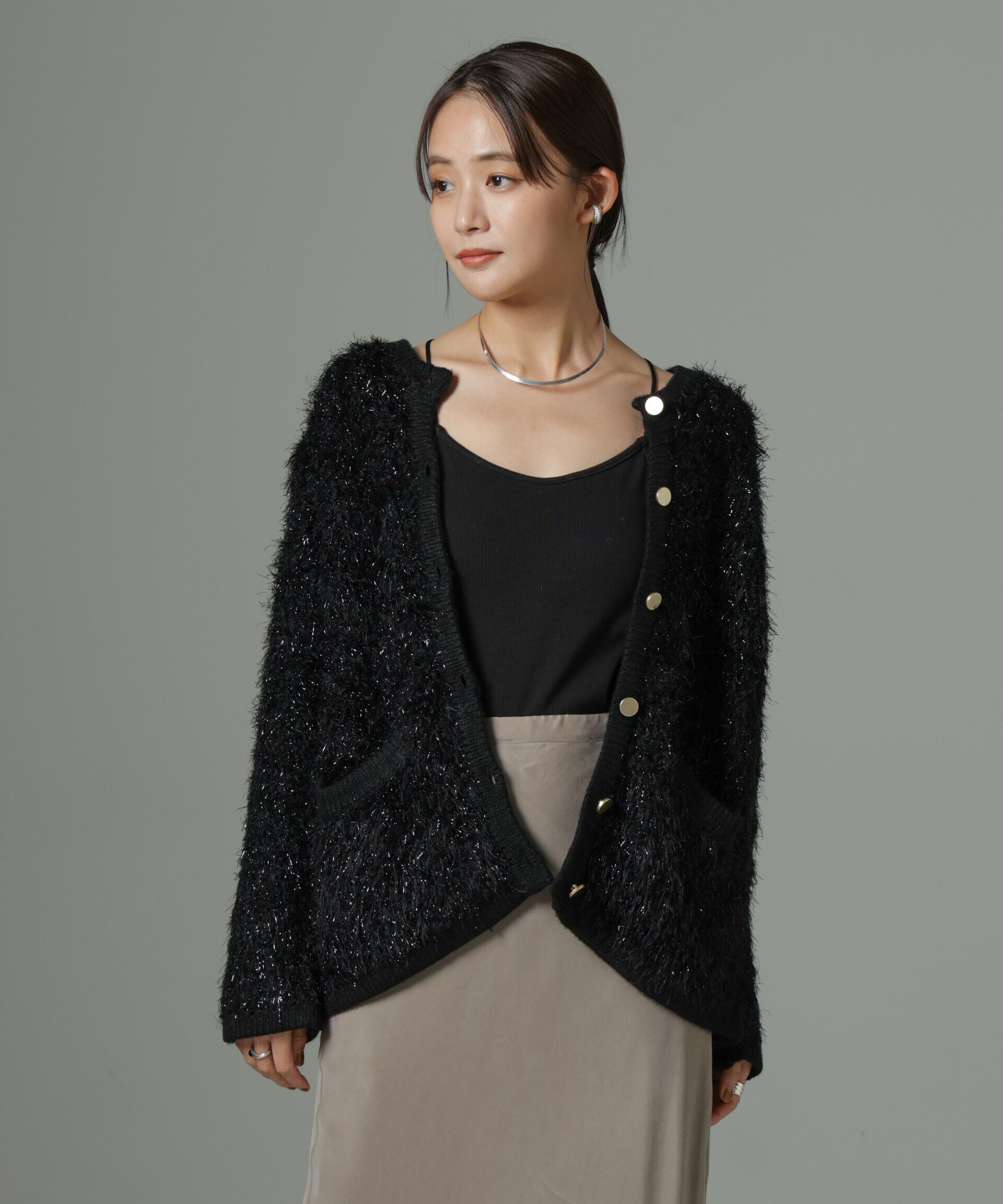 nano･universe「ラメシャギーニットジャケットカーディガン」|ニット・セーター|