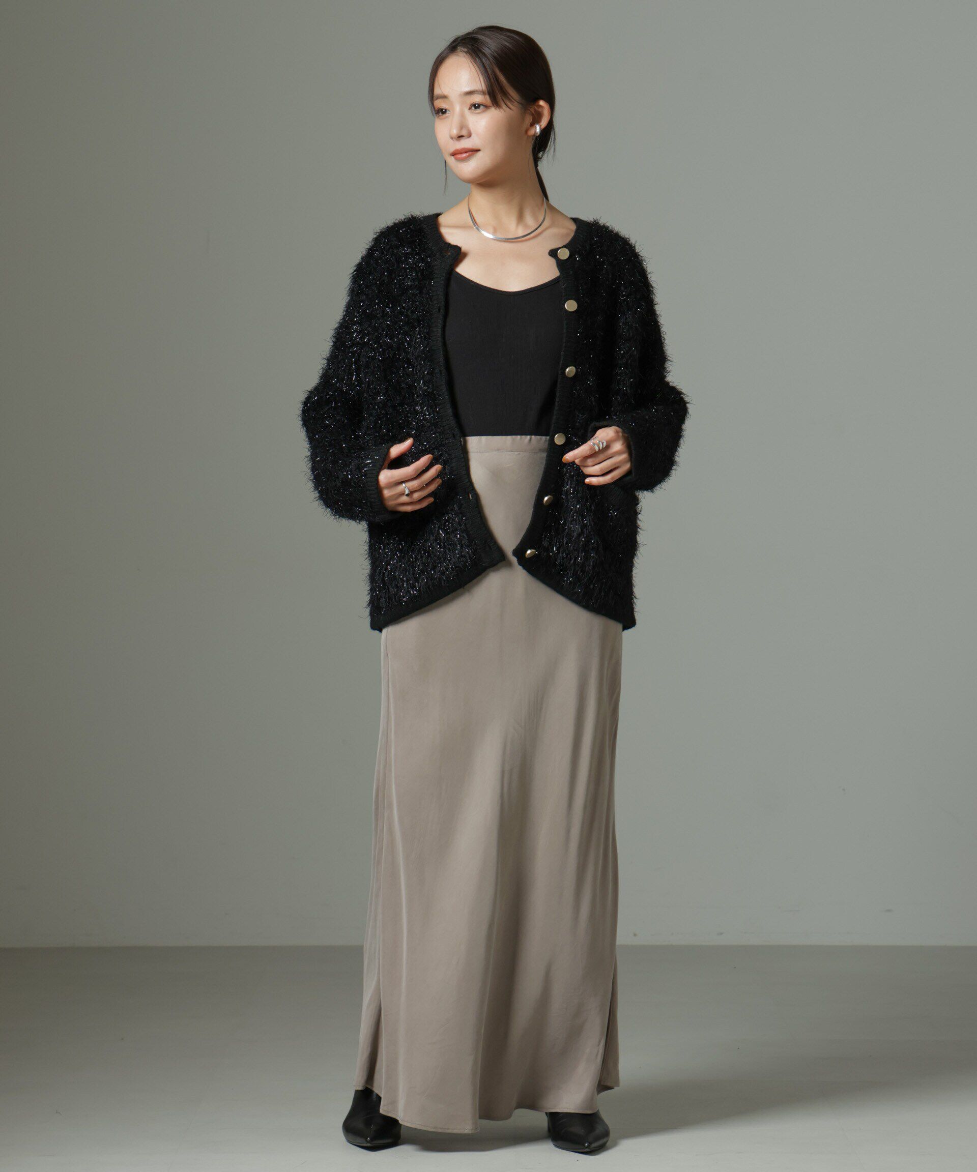 nano･universe「ラメシャギーニットジャケットカーディガン」|ニット・セーター|