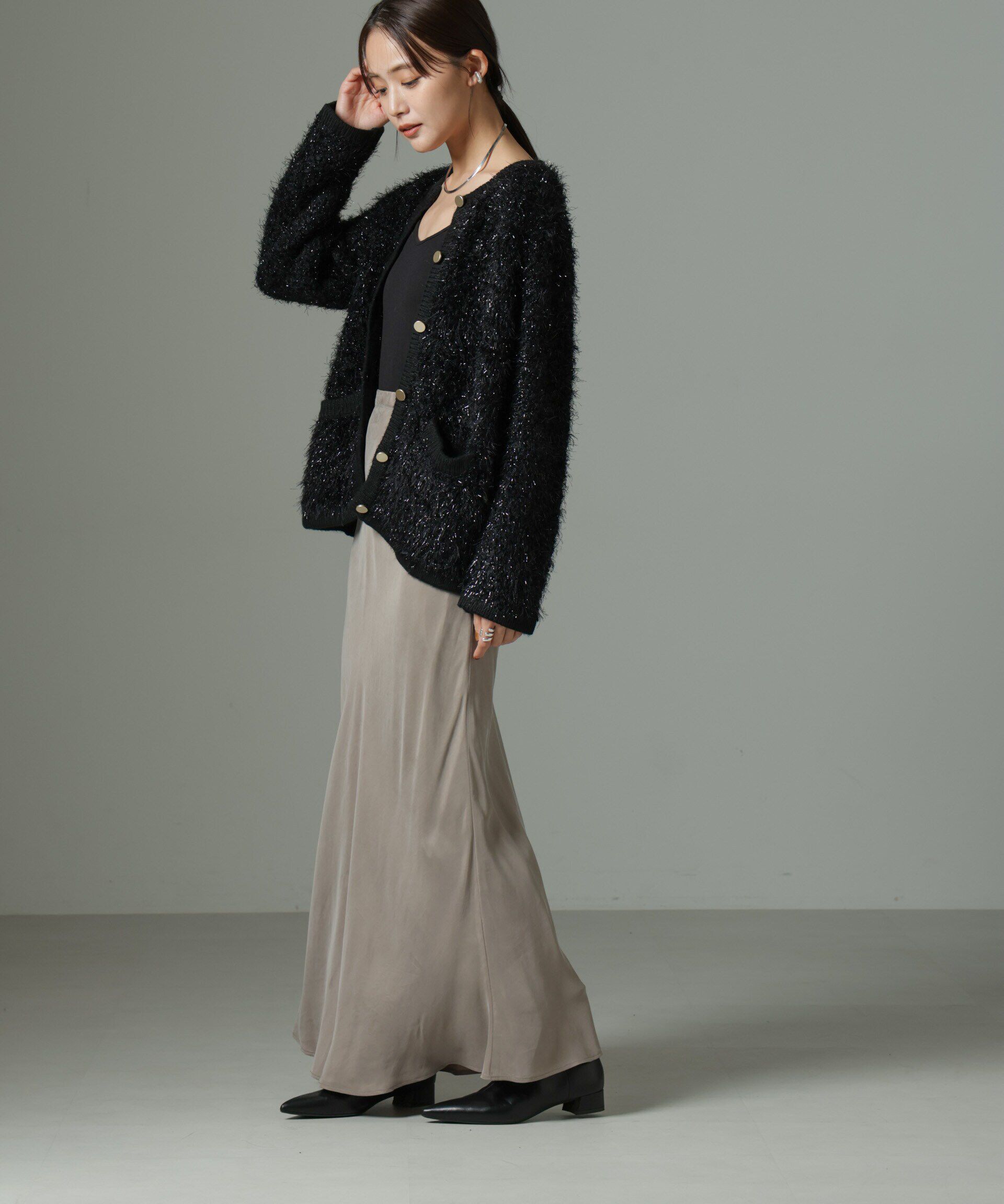 nano･universe「ラメシャギーニットジャケットカーディガン」|ニット・セーター|