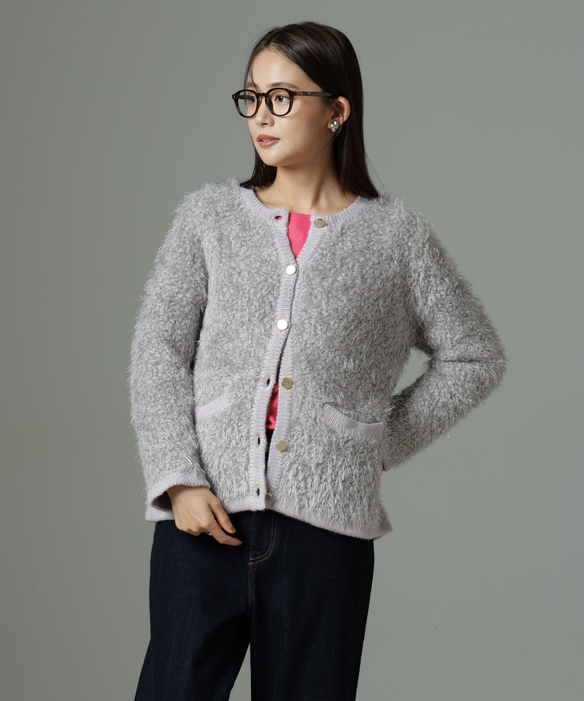 nano･universe「ラメシャギーニットジャケットカーディガン」|ニット・セーター|