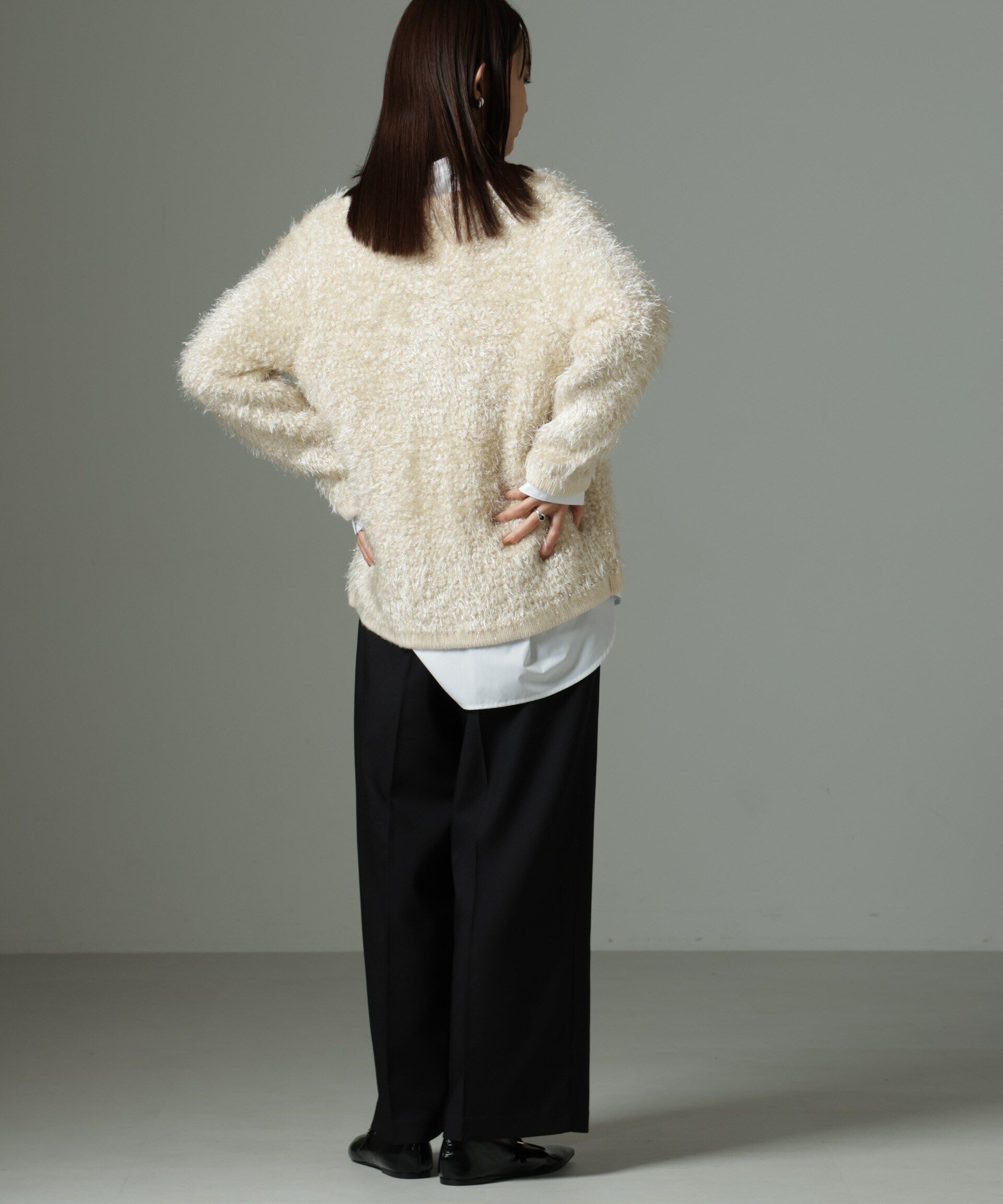 nano･universe「ラメシャギーニットジャケットカーディガン」|ニット・セーター|