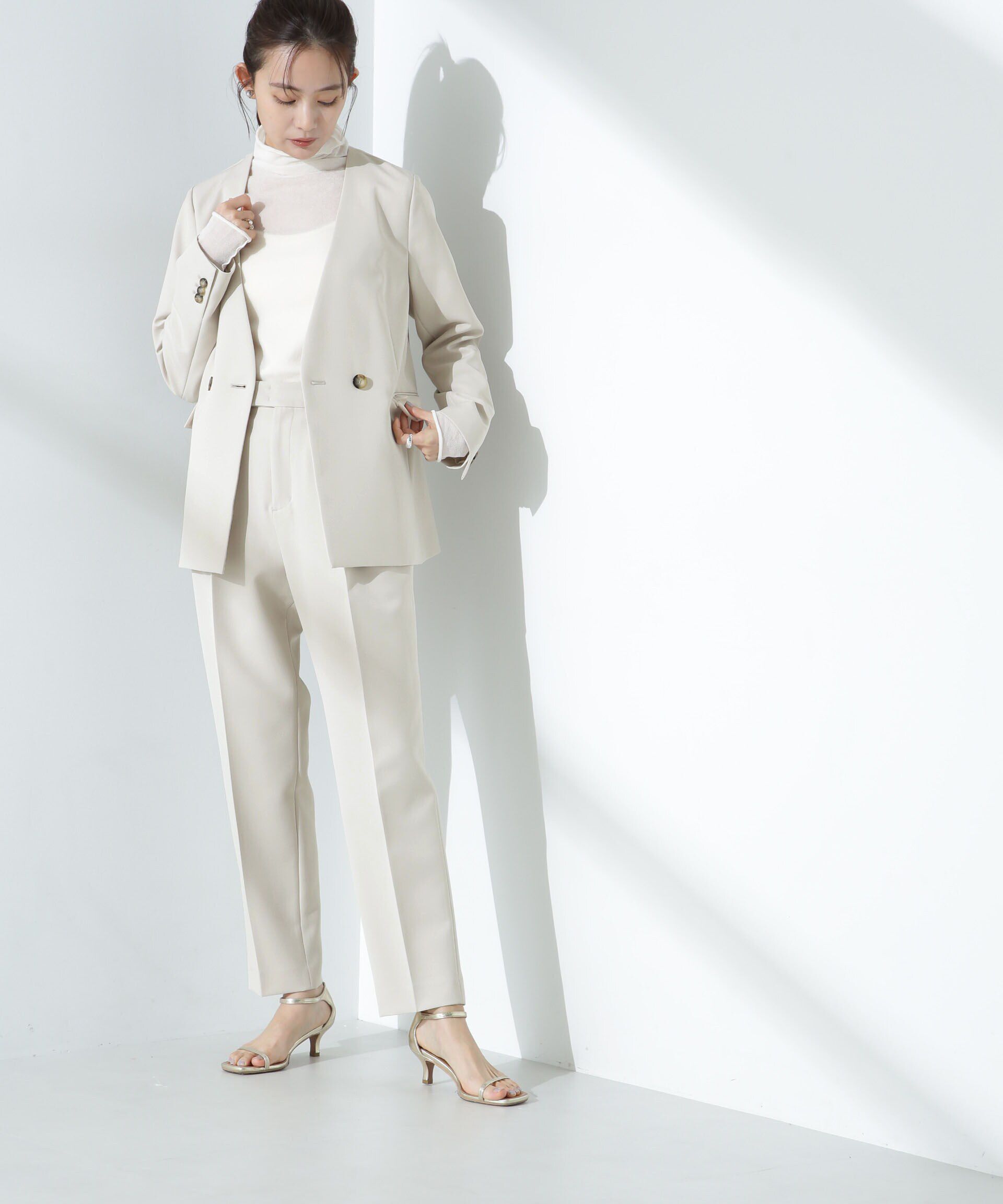 nano･universe「デイリーファンクション Vネックダブルジャケット(セットアップ可)」|テーラードジャケット|