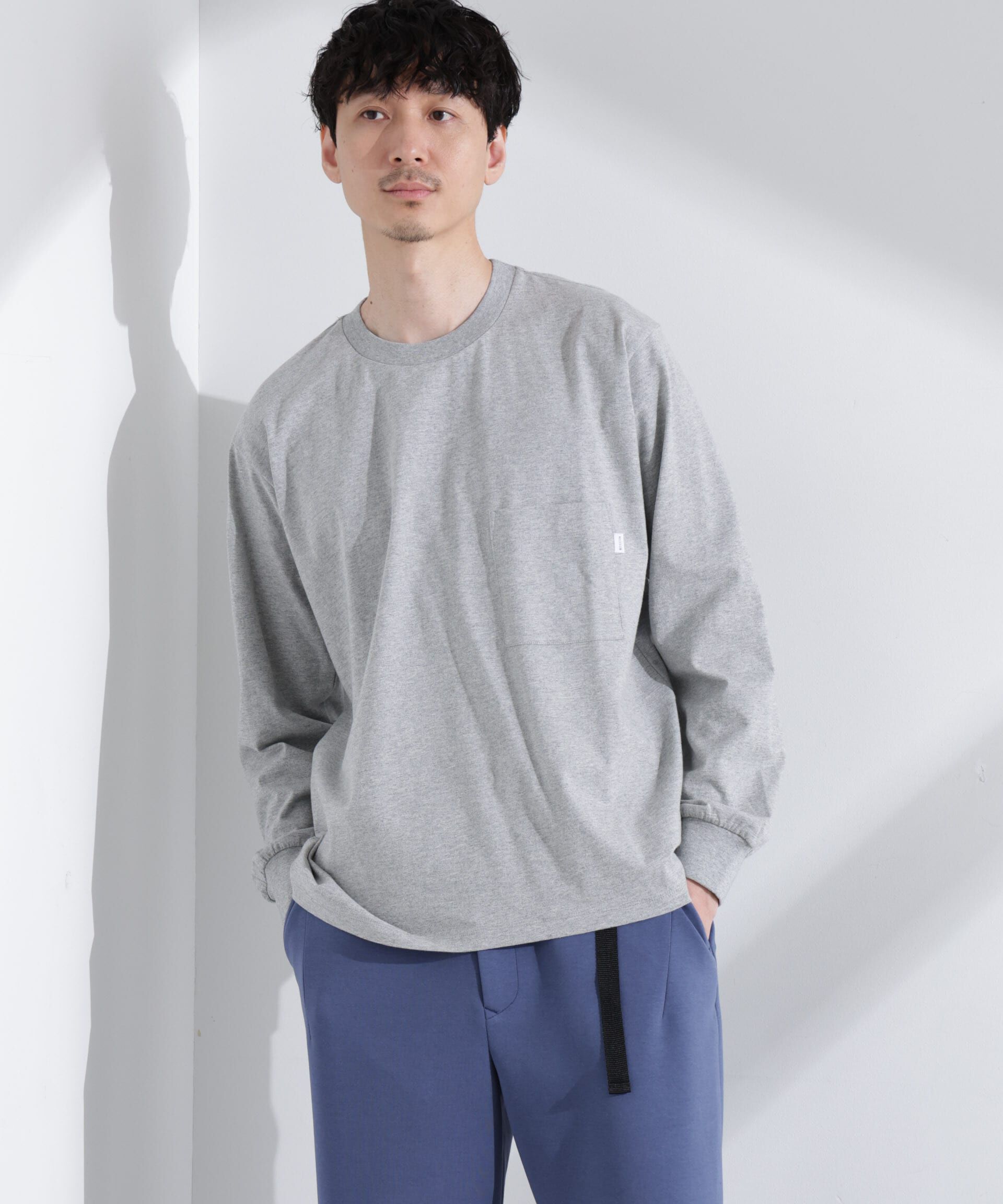 nano･universe「「NJ/CLUB」 ベーシックポケットロングスリーブTシャツ」|Tシャツ・カットソー|グレー