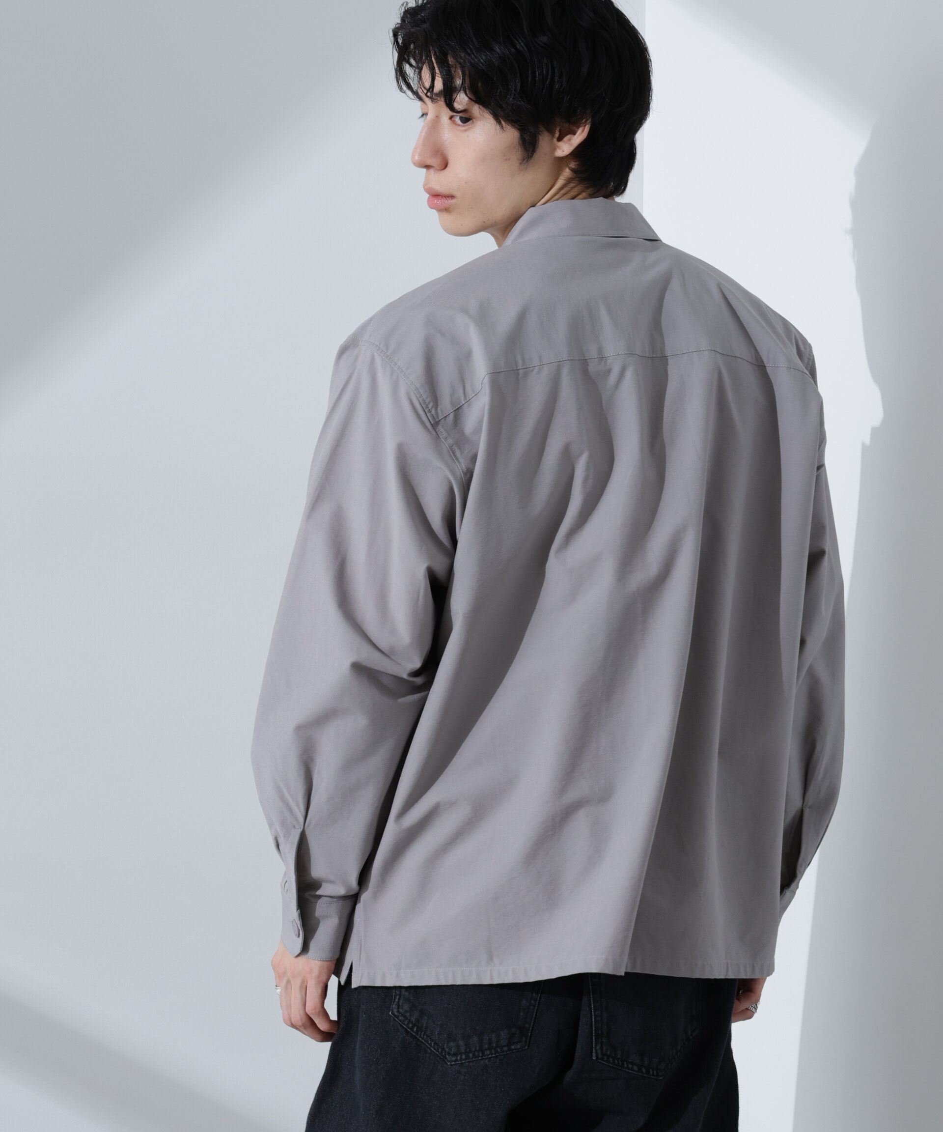 nano･universe「ストレッチワイドシャツブルゾン(セットアップ可)」|ブルゾン・スタジャン|