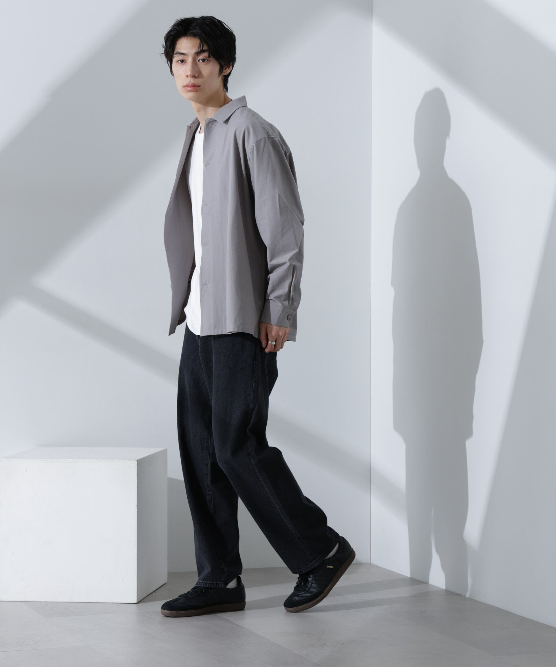 nano･universe「ストレッチワイドシャツブルゾン(セットアップ可)」|ブルゾン・スタジャン|