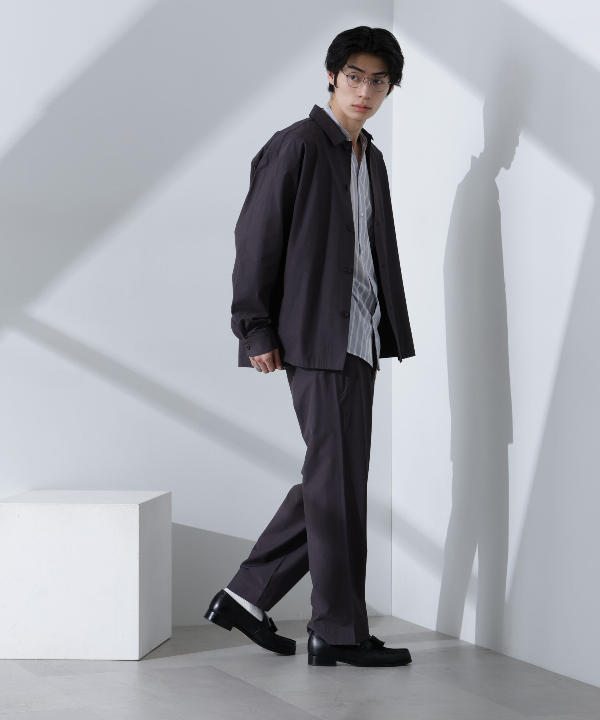 nano･universe「ストレッチワイドシャツブルゾン(セットアップ可)」|ブルゾン・スタジャン|