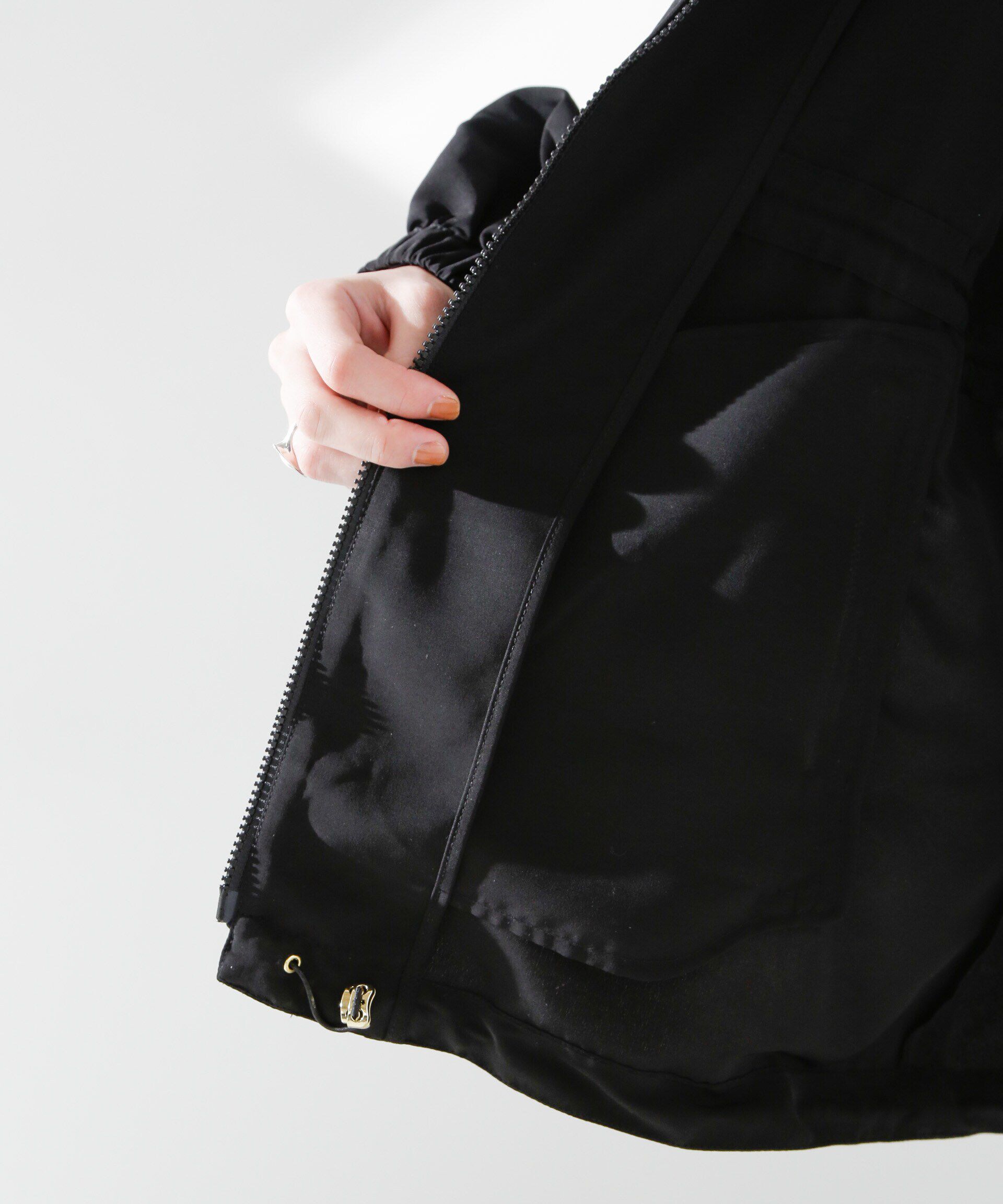 nano･universe「撥水グログランフードブルゾン」|ブルゾン・スタジャン|