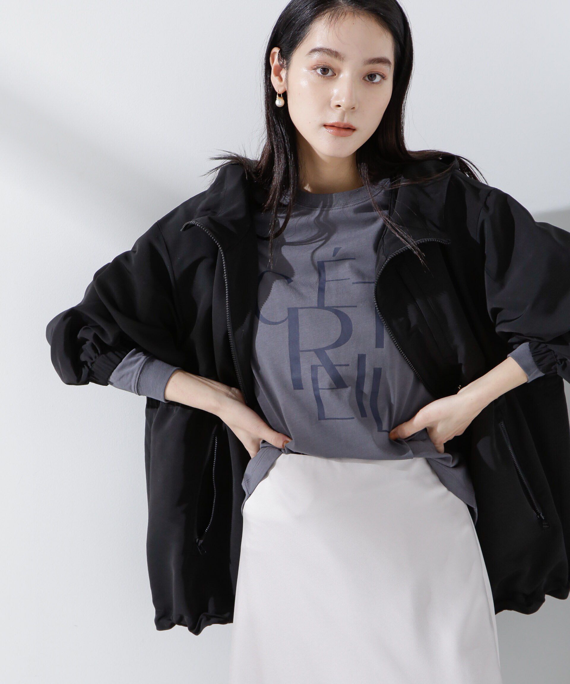 nano･universe「撥水グログランフードブルゾン」|ブルゾン・スタジャン|