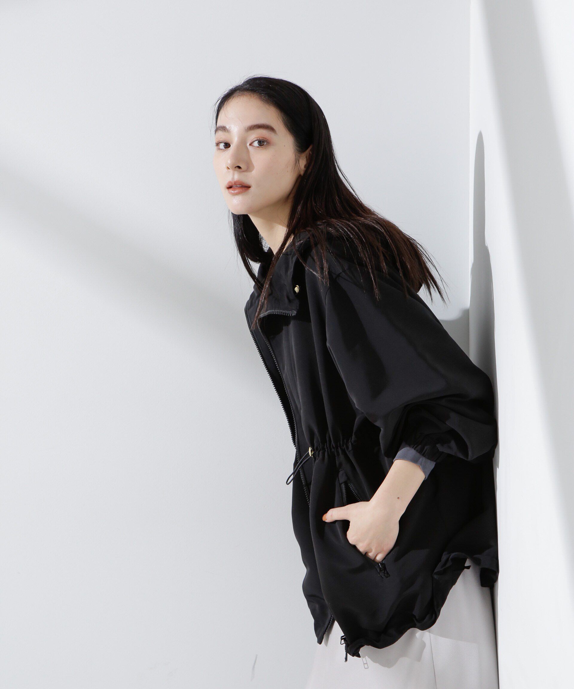 nano･universe「撥水グログランフードブルゾン」|ブルゾン・スタジャン|