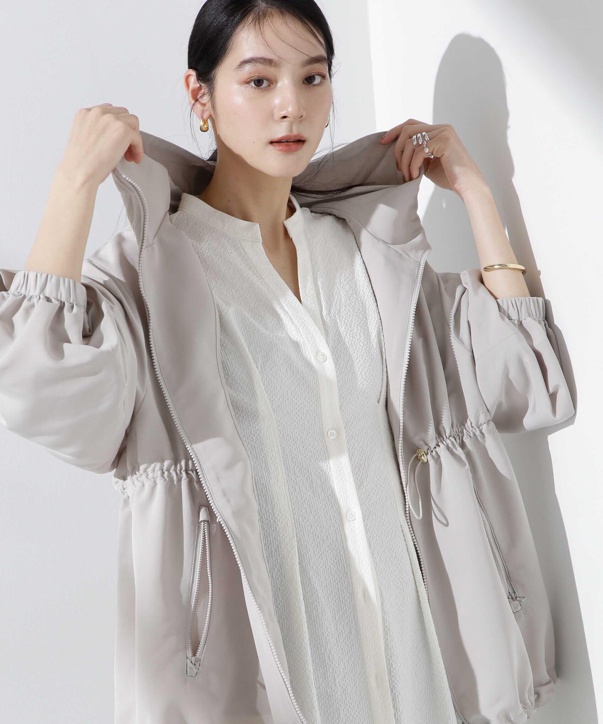 nano･universe「撥水グログランフードブルゾン」|ブルゾン・スタジャン|