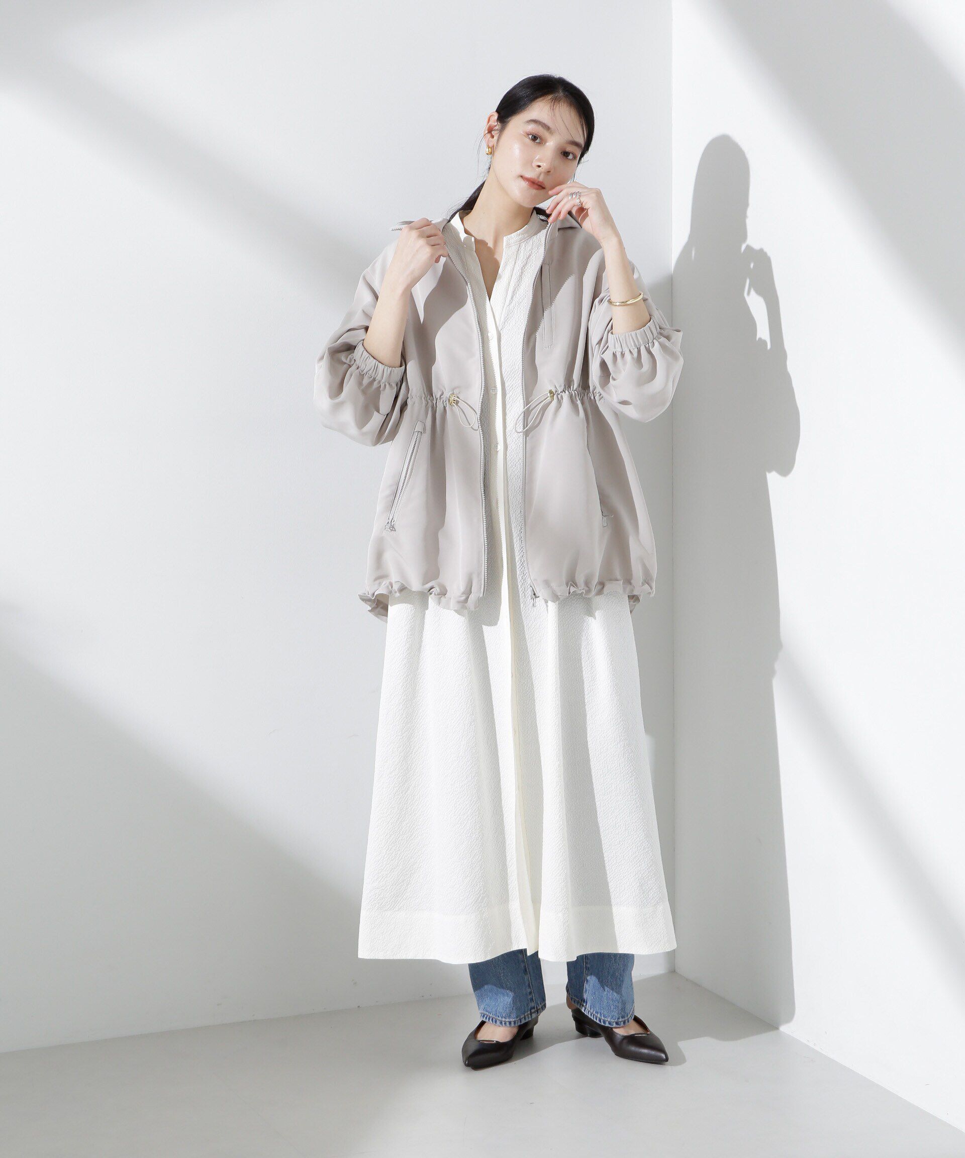 nano･universe「撥水グログランフードブルゾン」|ブルゾン・スタジャン|