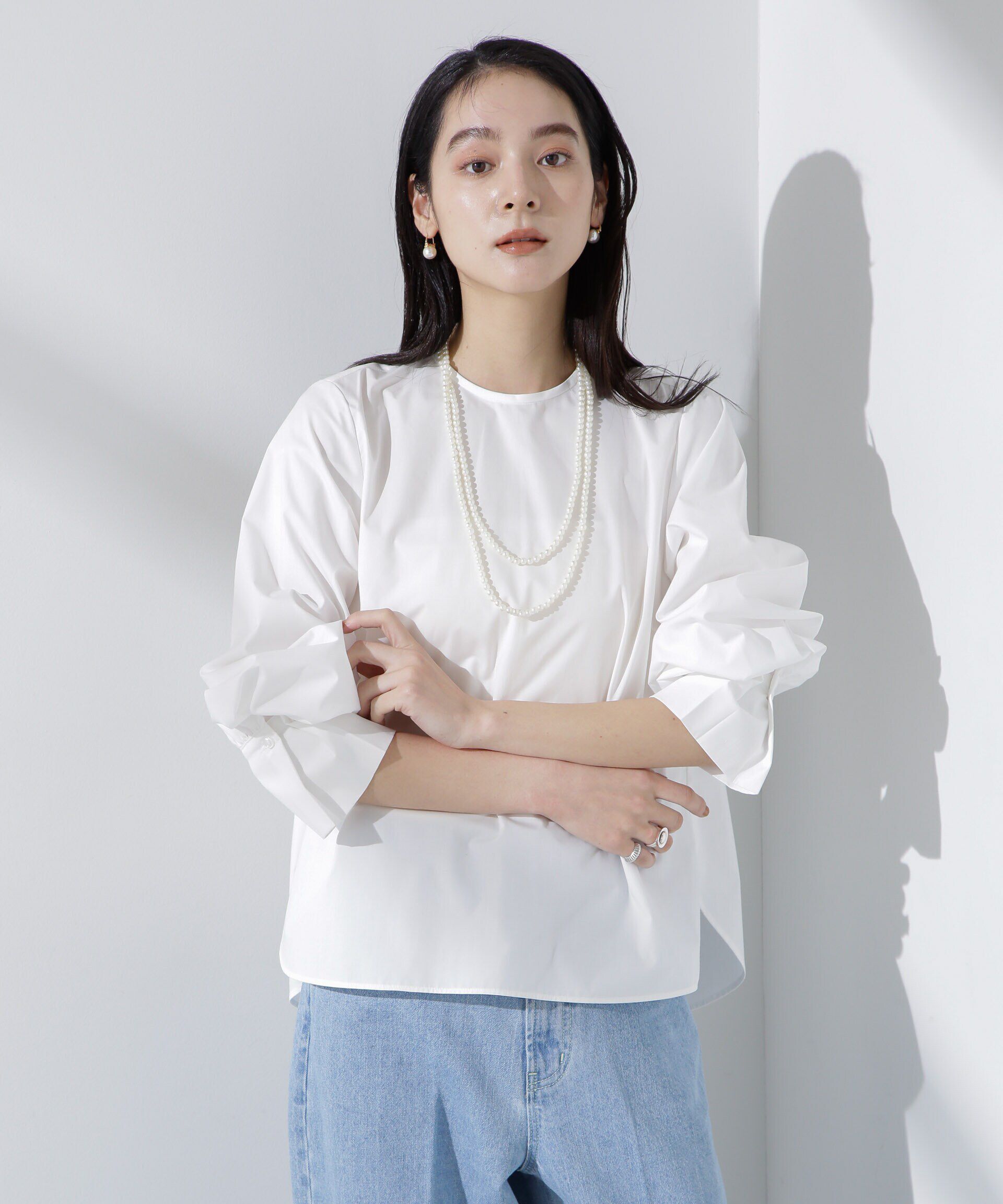 nano･universe「タイプライターボリュームスリーブブラウス」|シャツ・ブラウス|