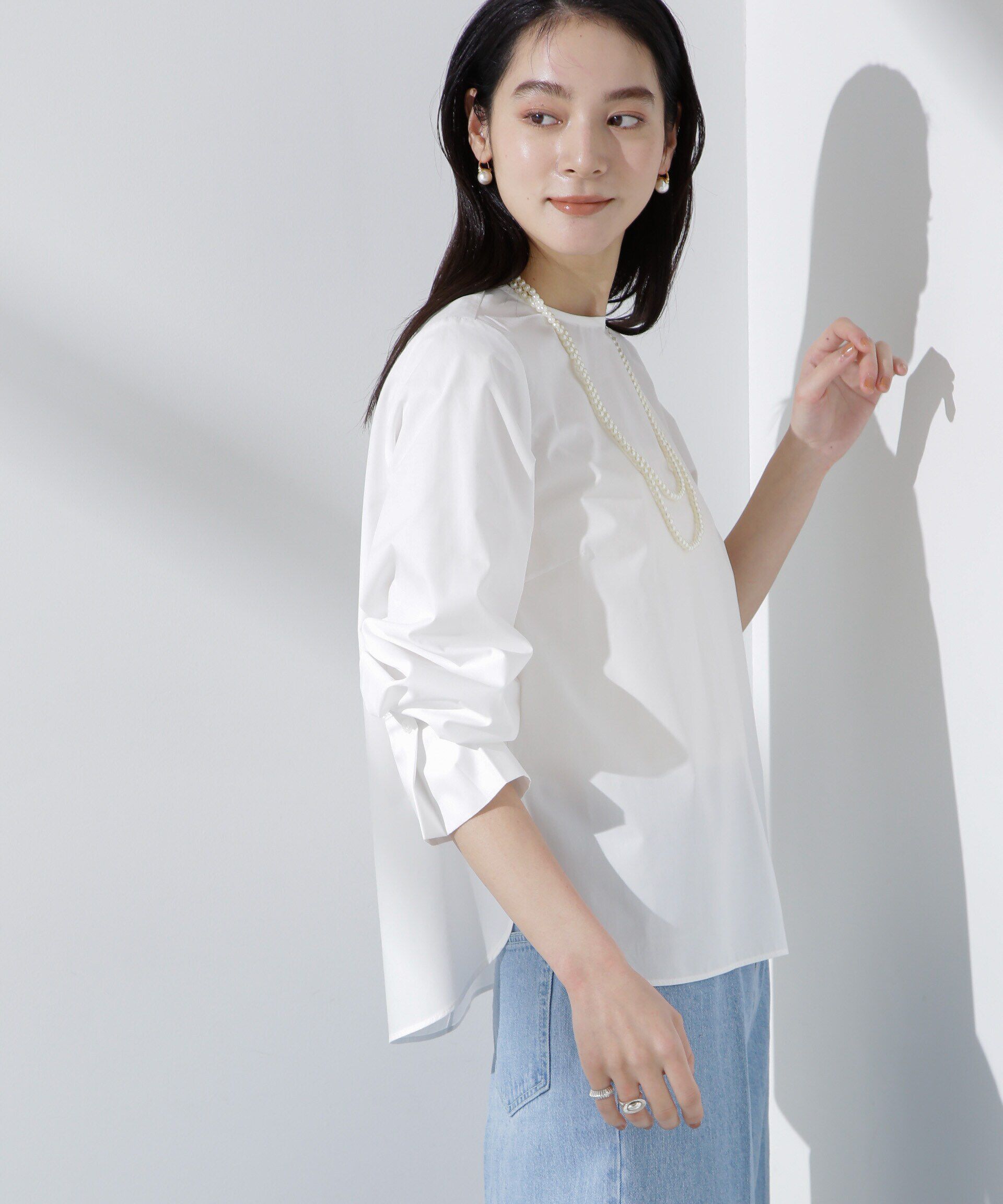 nano･universe「タイプライターボリュームスリーブブラウス」|シャツ・ブラウス|