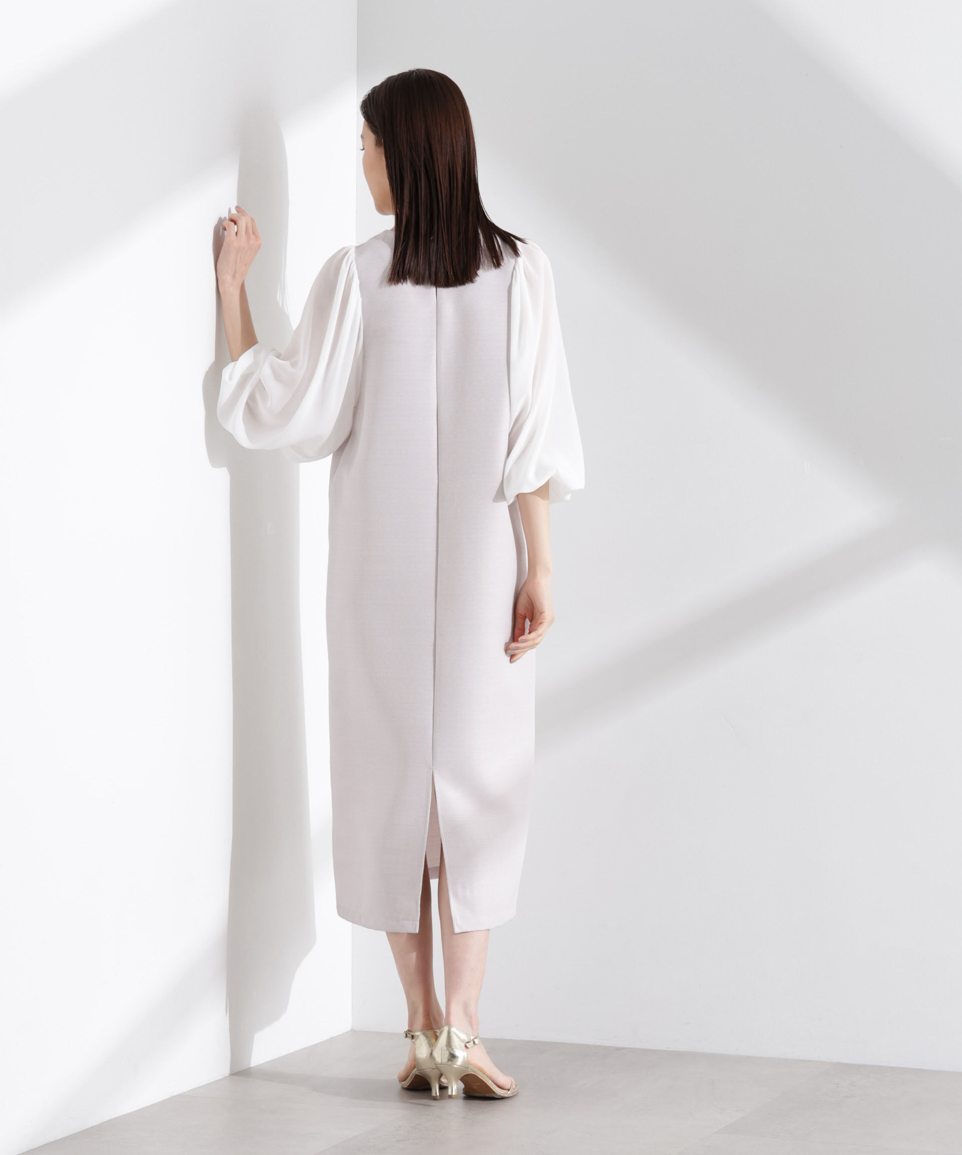 nano･universe「シアーボリュームスリーブコンビワンピース」|ワンピース|