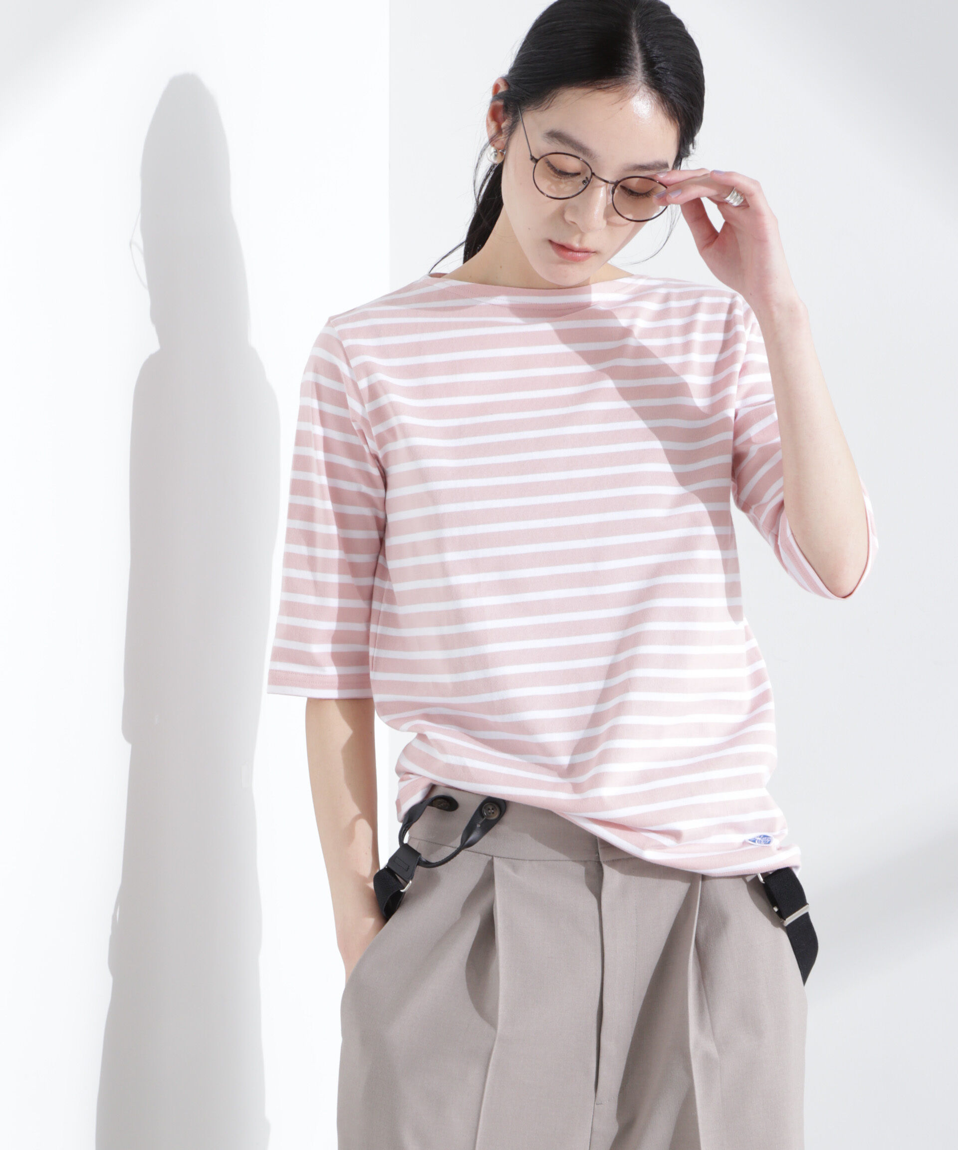 nano･universe「ORCIVAL/BFJ_BOAT NECK H/S P.O.」|Tシャツ・カットソー|ピンク